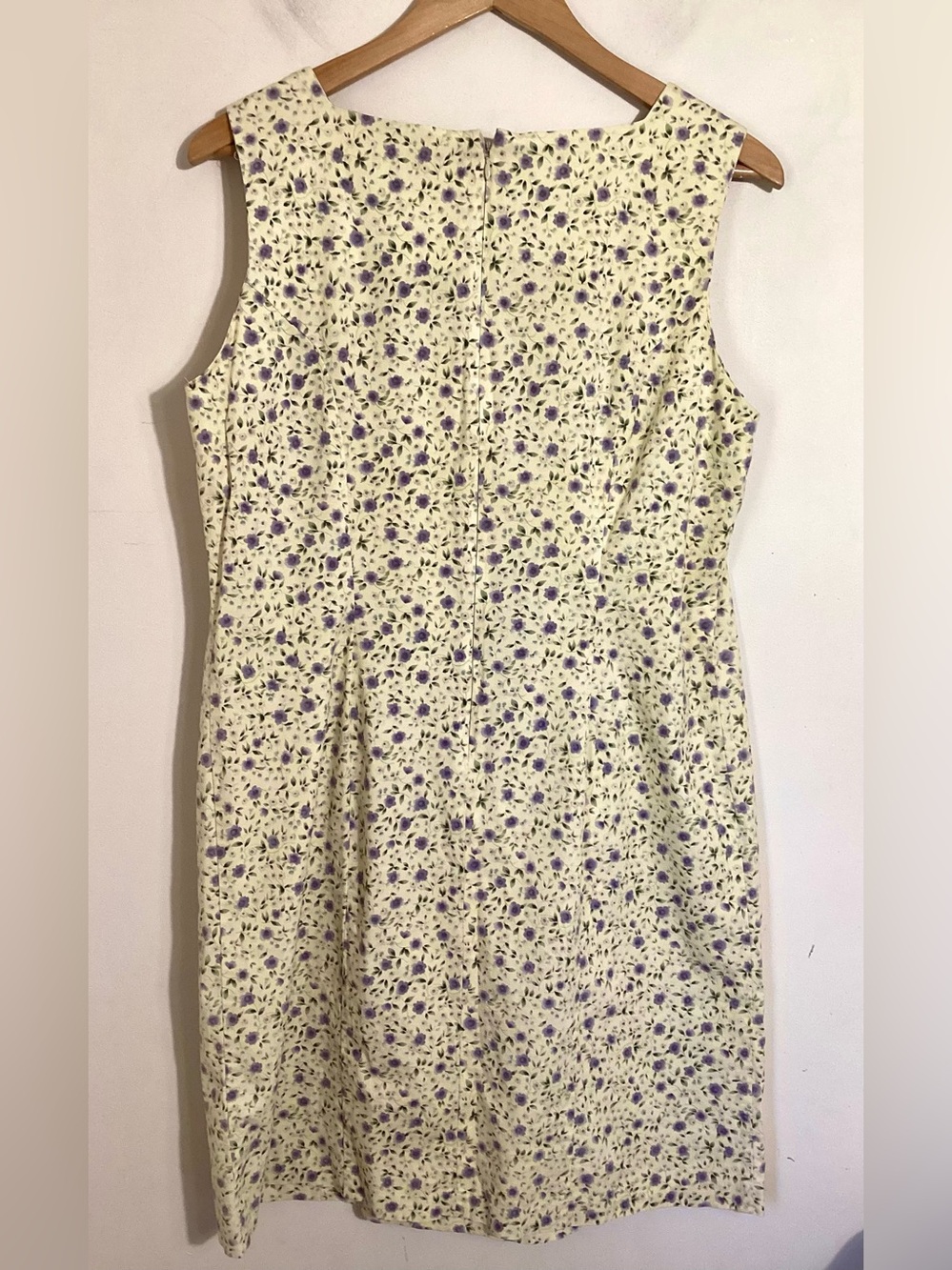 Vtg 90s Microfloral Sleeveless Midi Dress Sz 14 - Picture 3 of 15